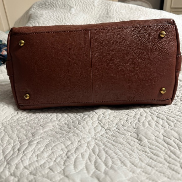 Frye Ring Dome Cognac Brown Satchel Shoulder Handbag 2 Ways to Carry *BEAUTIFUL* - Picture 10 of 16